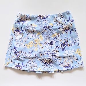 Laura Ashley Womens Size XS Rear Pleated Tennis Skort Blue Floral Pockets